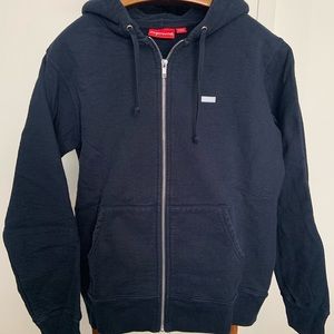 Supreme Navy small box logo Zip Up Hoodie, Men’s Medium M